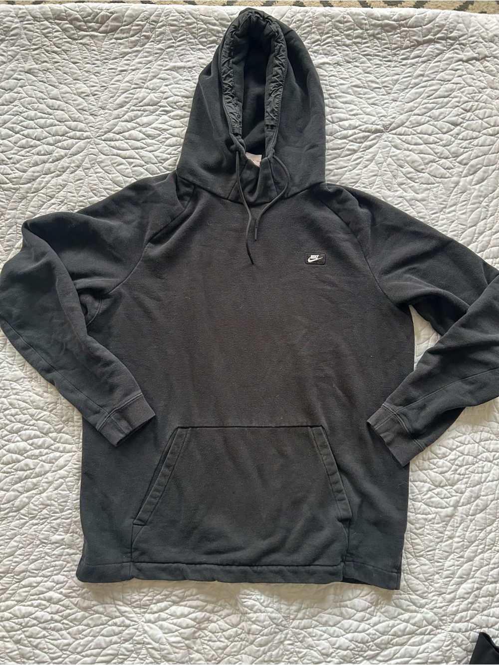 Nike Pullover Hoodie Small Swoosh Patch Black XXL Excellent Condition